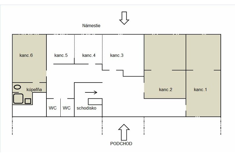 Na prenájom jednotlivo 3 kancelárie v centre Topoľčian, na námestí